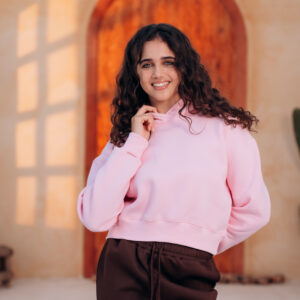 Pink Cropped Hoodie